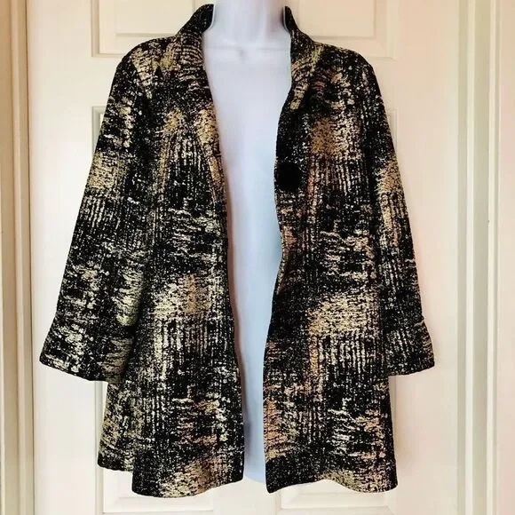 NWOT JM Collection Gold Metallic Print Jacket - Picture 6 of 15